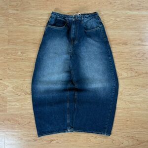 Empyre Blue Baggy Wide Leg Jeans Size 32 Faded Wash Loose Fit Skater Denim Pants